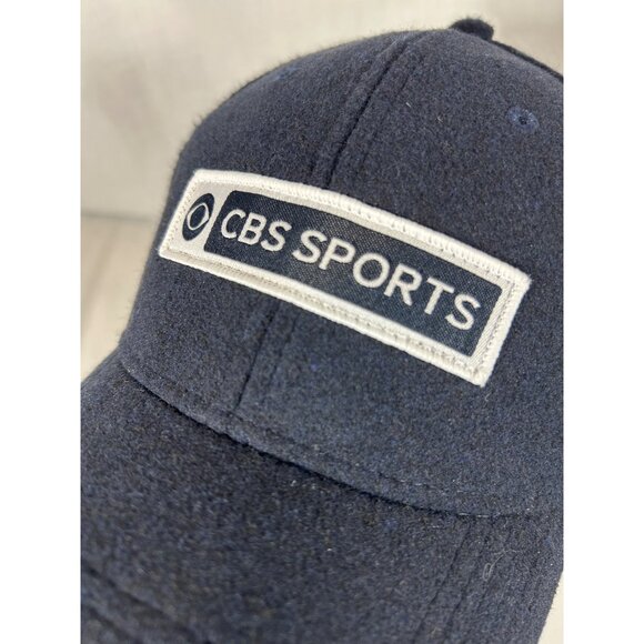 CBS Sports Navy Blue Adjustable Baseball Cap Patch Polyester Felt Strap back New - Picture 2 of 9
